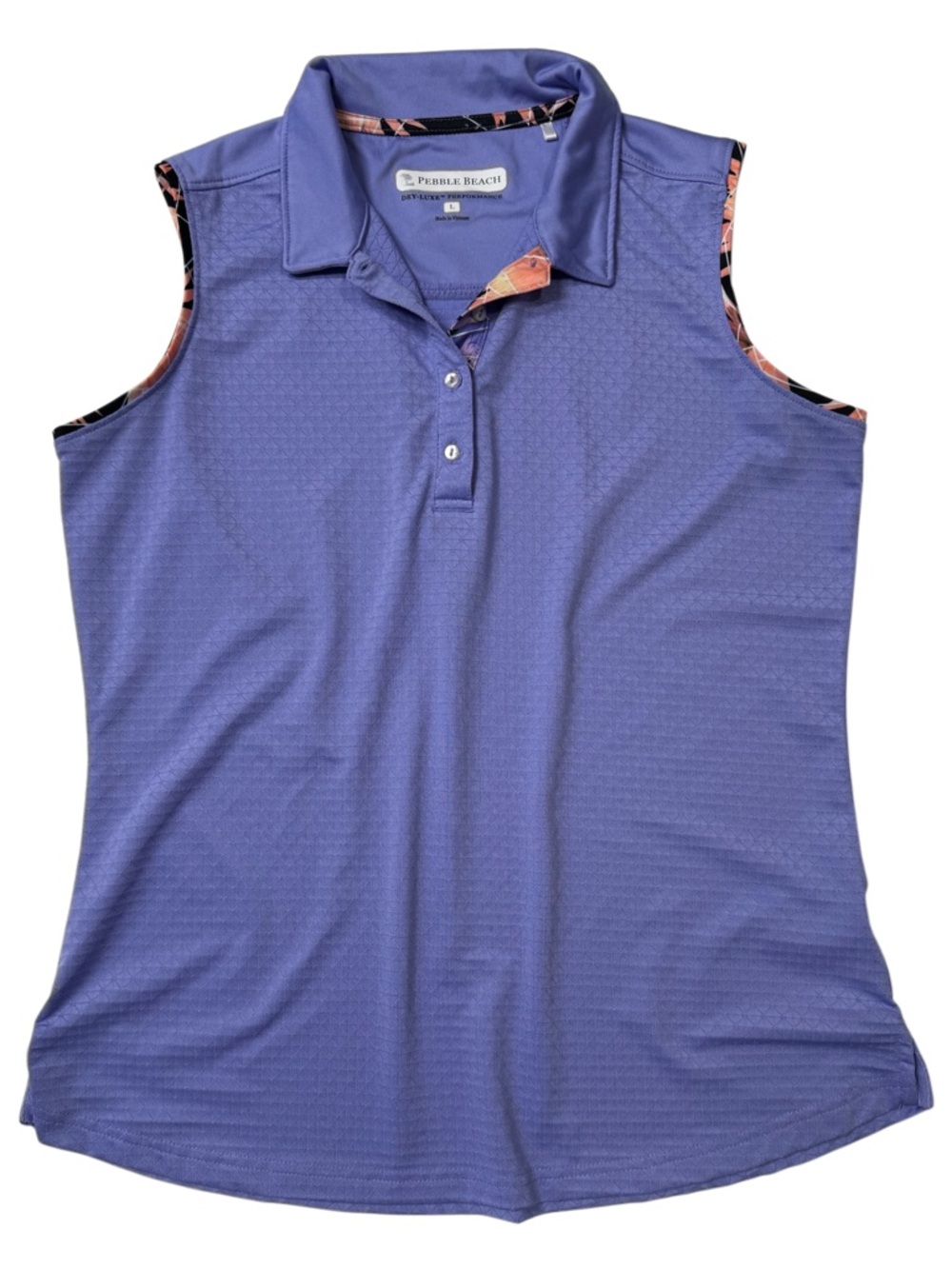 {Pebble Beach} "Dry-Luxe Performance" Purple Sleeveless Golf Polo Top WAT36